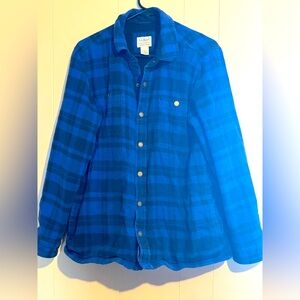 L.L. BEAN Men Med.  Reg. Blue Flannel Relaxed Fit Fleece Lined w Fr Side Pockets